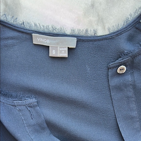 Vince Oversized Sheer Navy Blouse | Small - Picture 3 of 3
